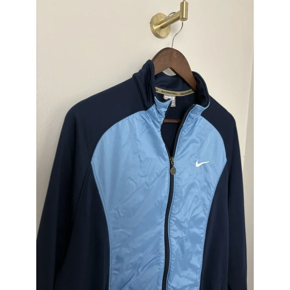 Vintage Nike Basketball Windbreaker Jacket Blue Two Tone Mens L Y2K UNC Tarheels